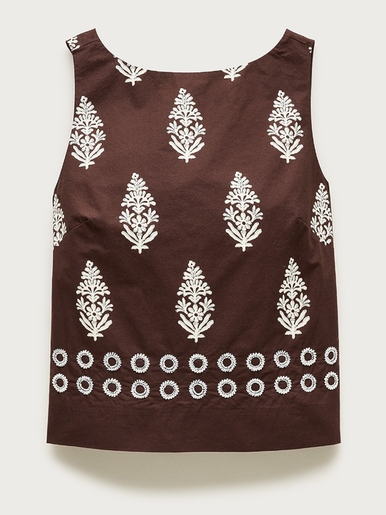 J. Crew Tops - NWT J.Crew Beaded Shell Top in cocoa block print